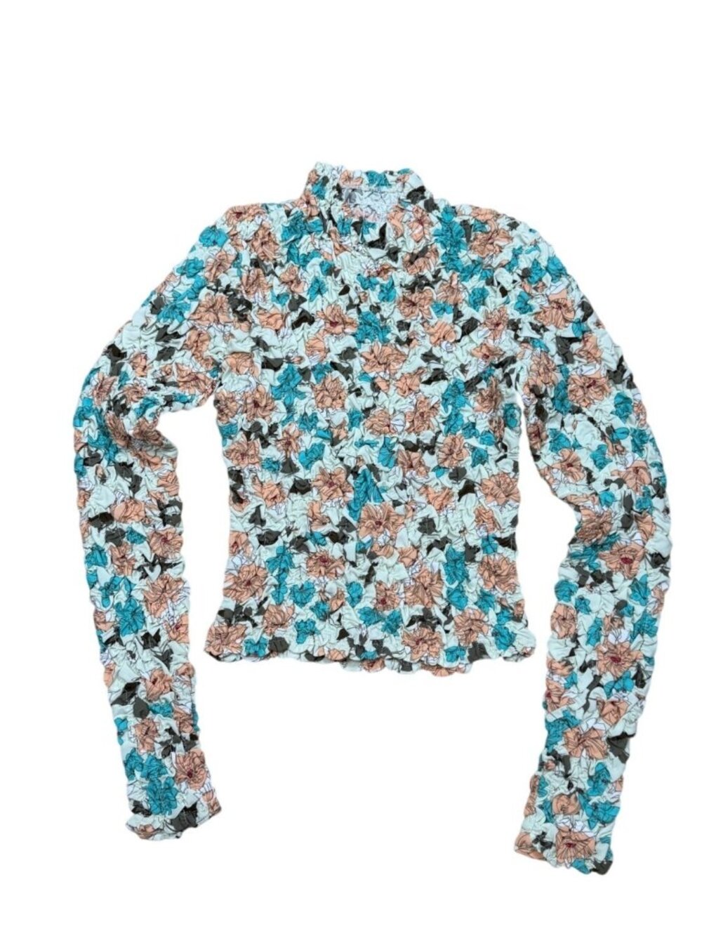 Anthropologie Dolan Top Small Pebble Smocked Left Coast Floral Turtleneck XXS